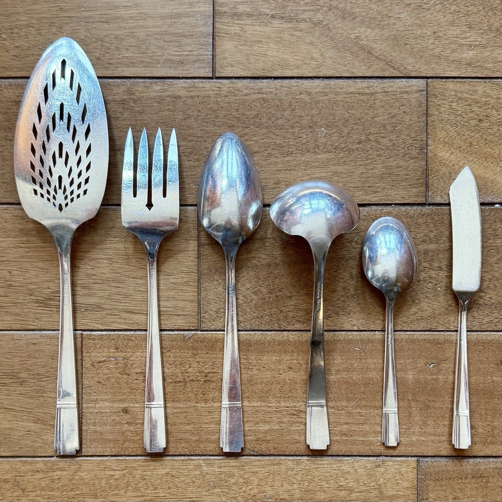 6pc VTG Antique 30s Oneida Prestige GRENOBLE Silverplate Hostess Serving Set